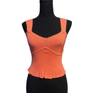 ONE GREY DAY SWEETHEART NECKLINE TANK TOP CORAL COLOR, Y2K PREPPY BEACH RESORT